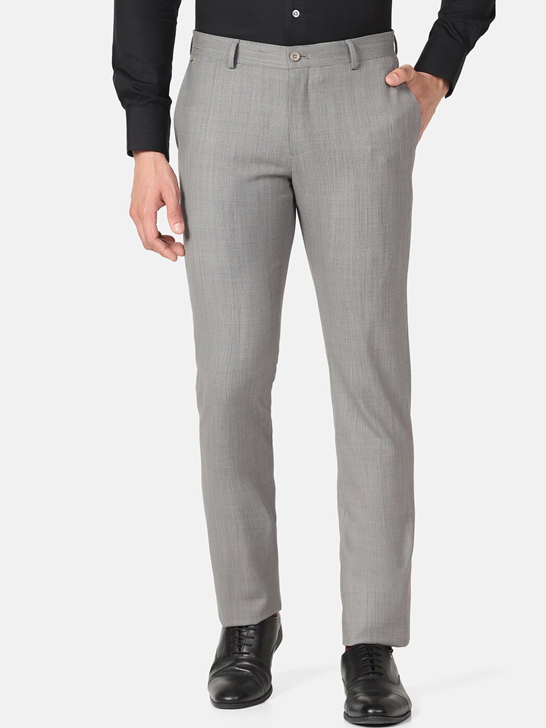 

Blackberrys Men Mid-Rise Slim Fit Formal Chinos Trousers, Grey