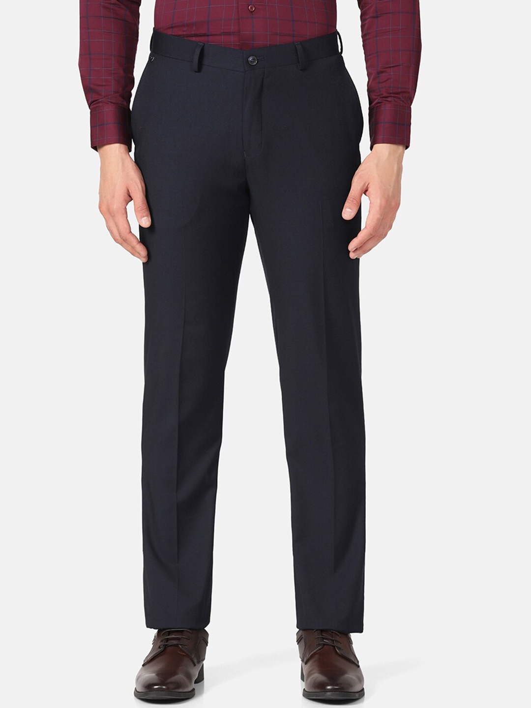 

Blackberrys Men Mid-Rise Formal Trousers, Navy blue