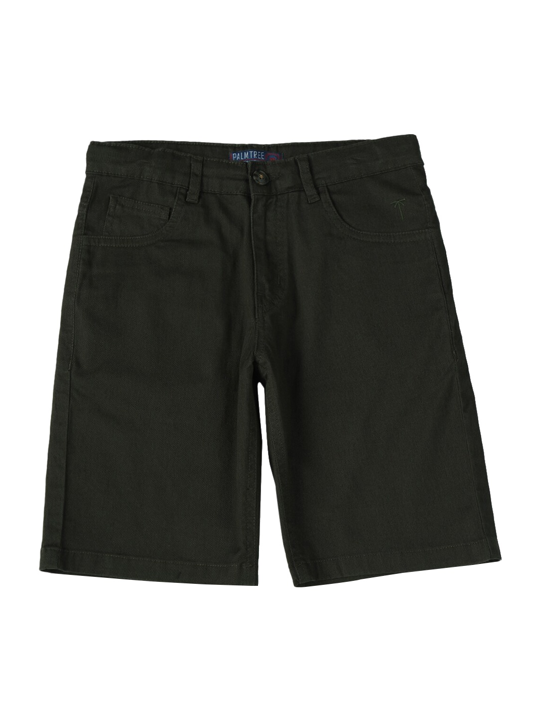 

Palm Tree Boys Mid-Rise Above Knee Length Cotton Chino Shorts, Olive