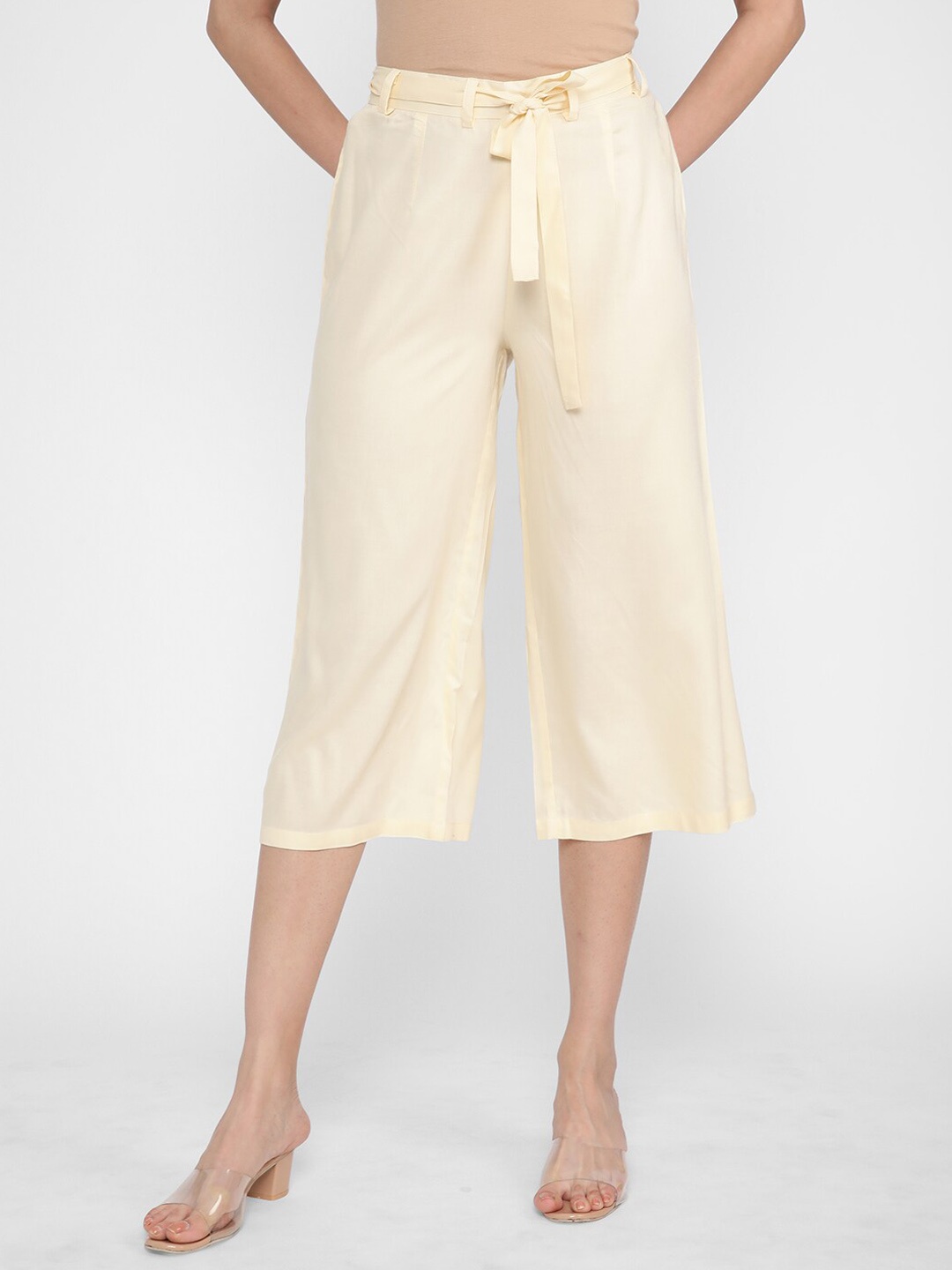 

R&B Women Low-Rise Drawstring Culottes, Cream