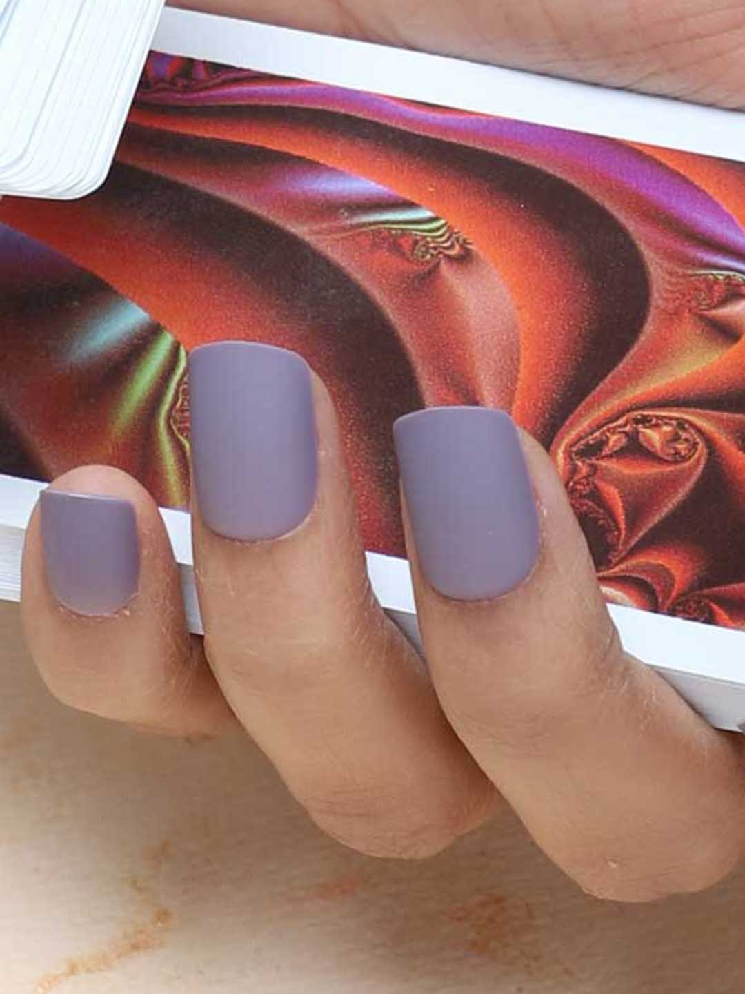 

LICK 24 Pcs Matte Square Fake Artificial Press On Nails - Purple, Maroon