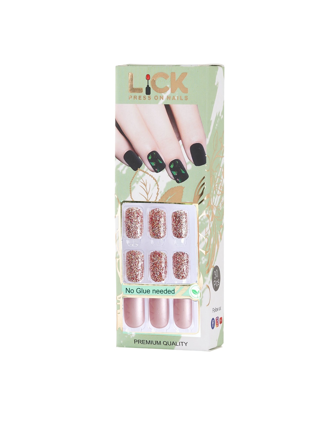 

LICK 12 Pcs Dark Mauve Square Shape Acrylic Reusable Press On Nails With Application Kit