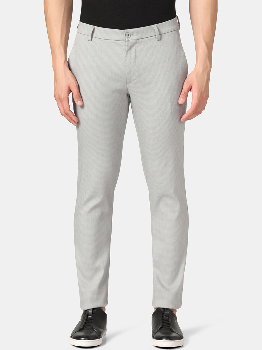 

Blackberrys Men Wrinkle Free Phoenix Fit Skinny Fit Casual Trousers, Grey