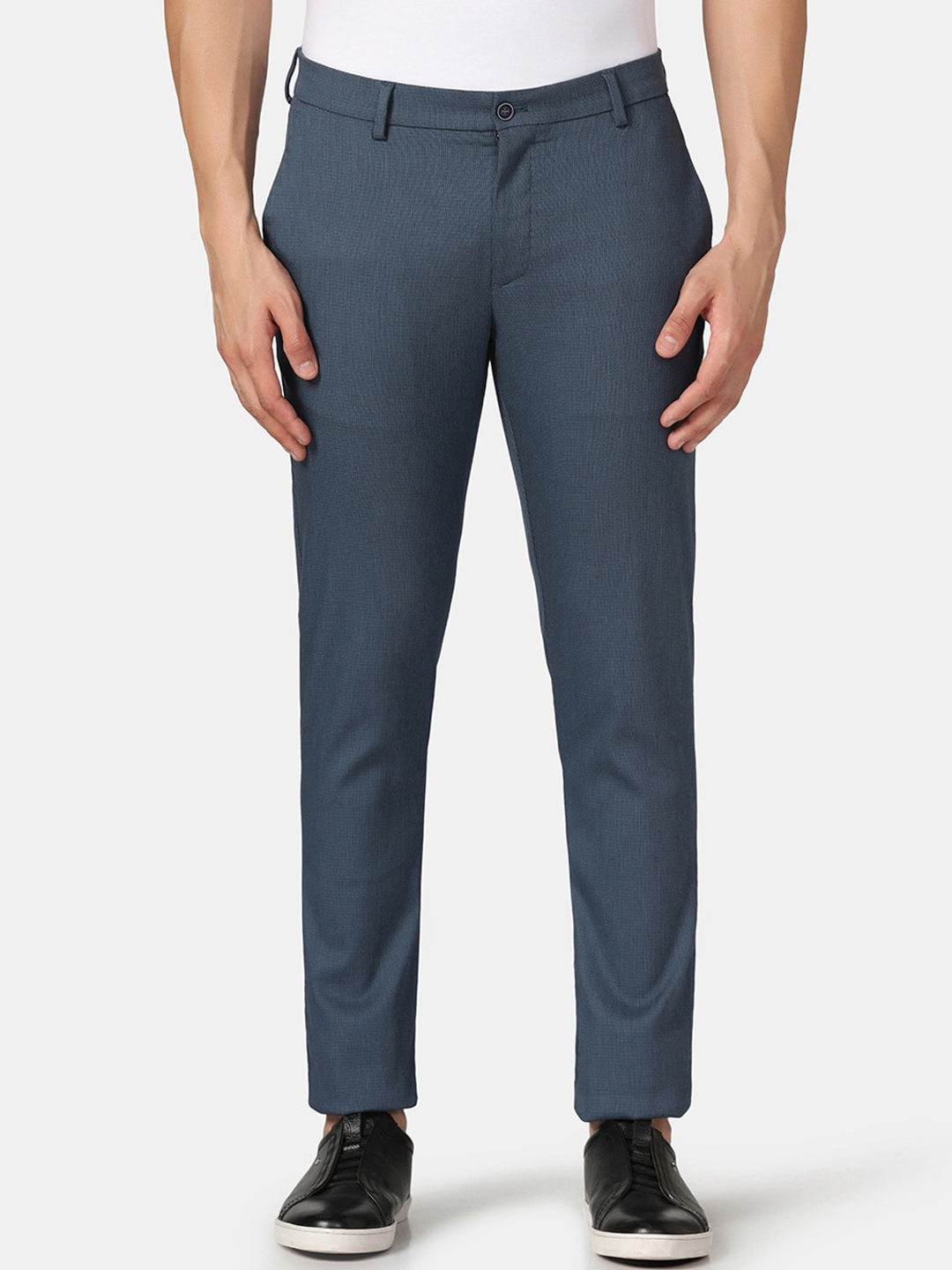 

Blackberrys Men Wrinkle Free Phoenix Fit Skinny Fit Casual Trousers, Navy blue