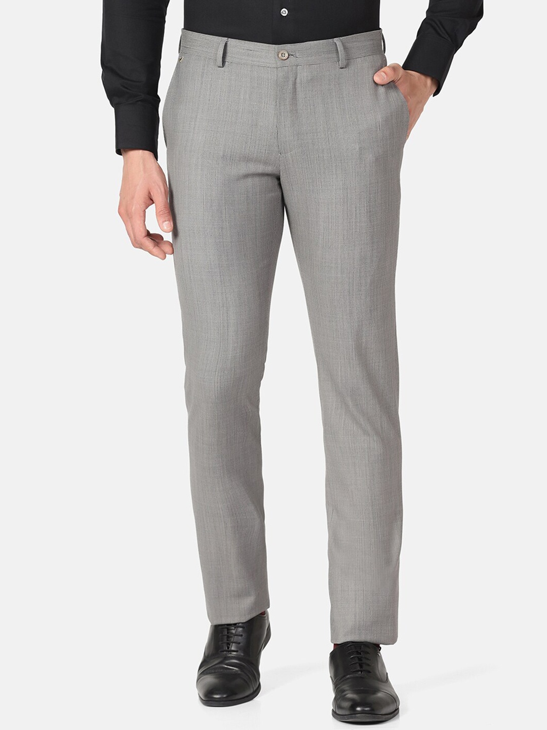 

Blackberrys Men Slim Fit Mid Rise Cotton Trousers, Grey