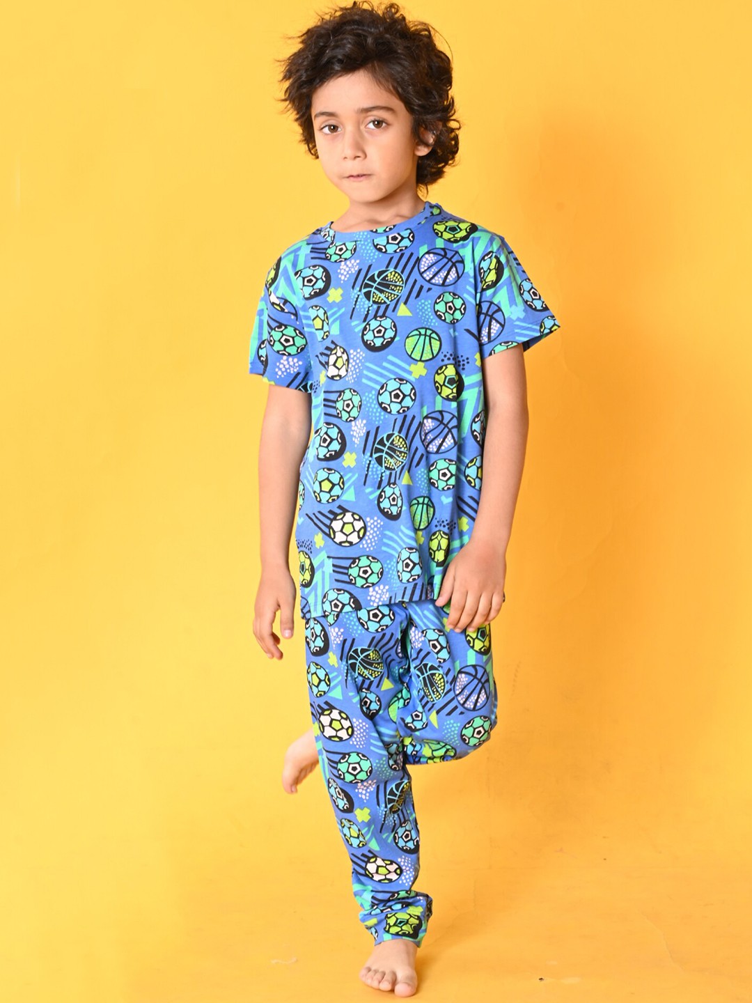 

Anthrilo Boys Conversational Printed Pure Cotton Night Suit, Blue