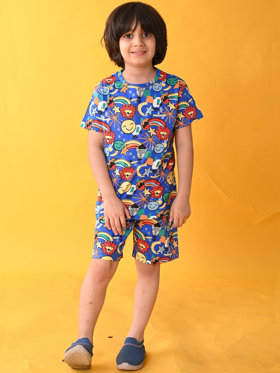 

Anthrilo Boys Conversational Printed Pure Cotton Night Suit, Blue
