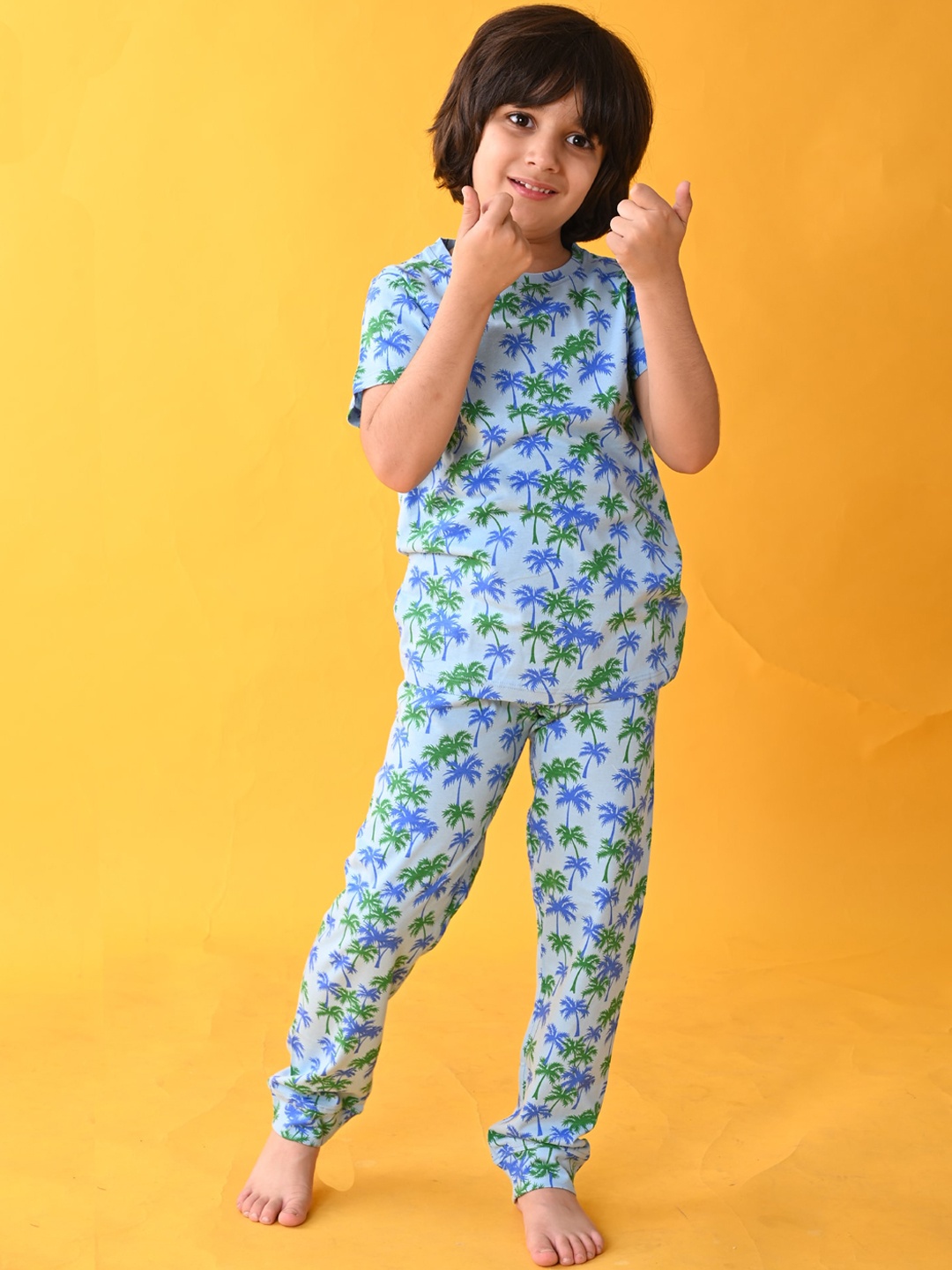 

Anthrilo Boys Floral Printed Pure Cotton Night Suit, Blue
