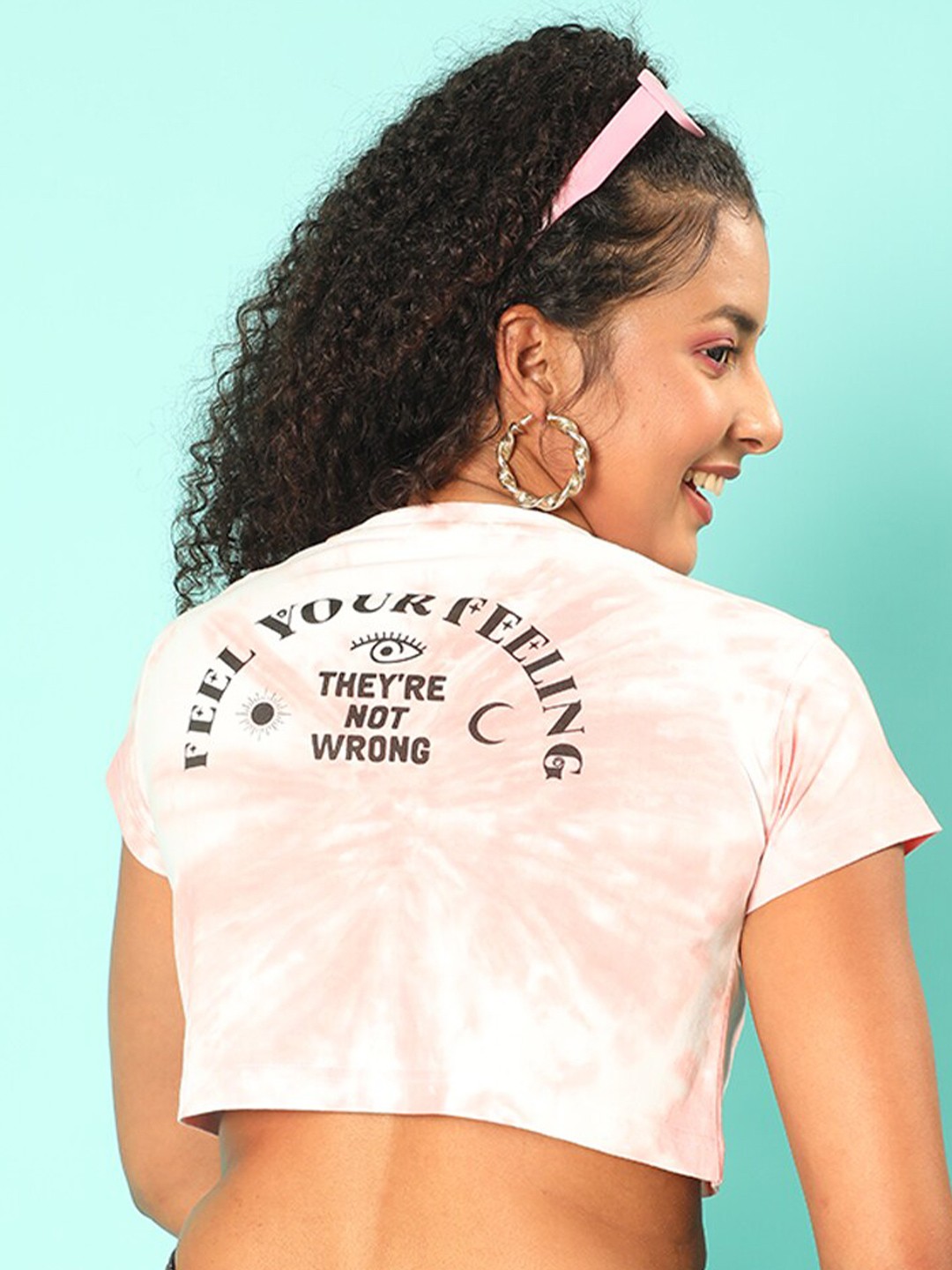 

JUNEBERRY Round Neck Tie & Dyed Cropped Cotton T-shirt, Beige