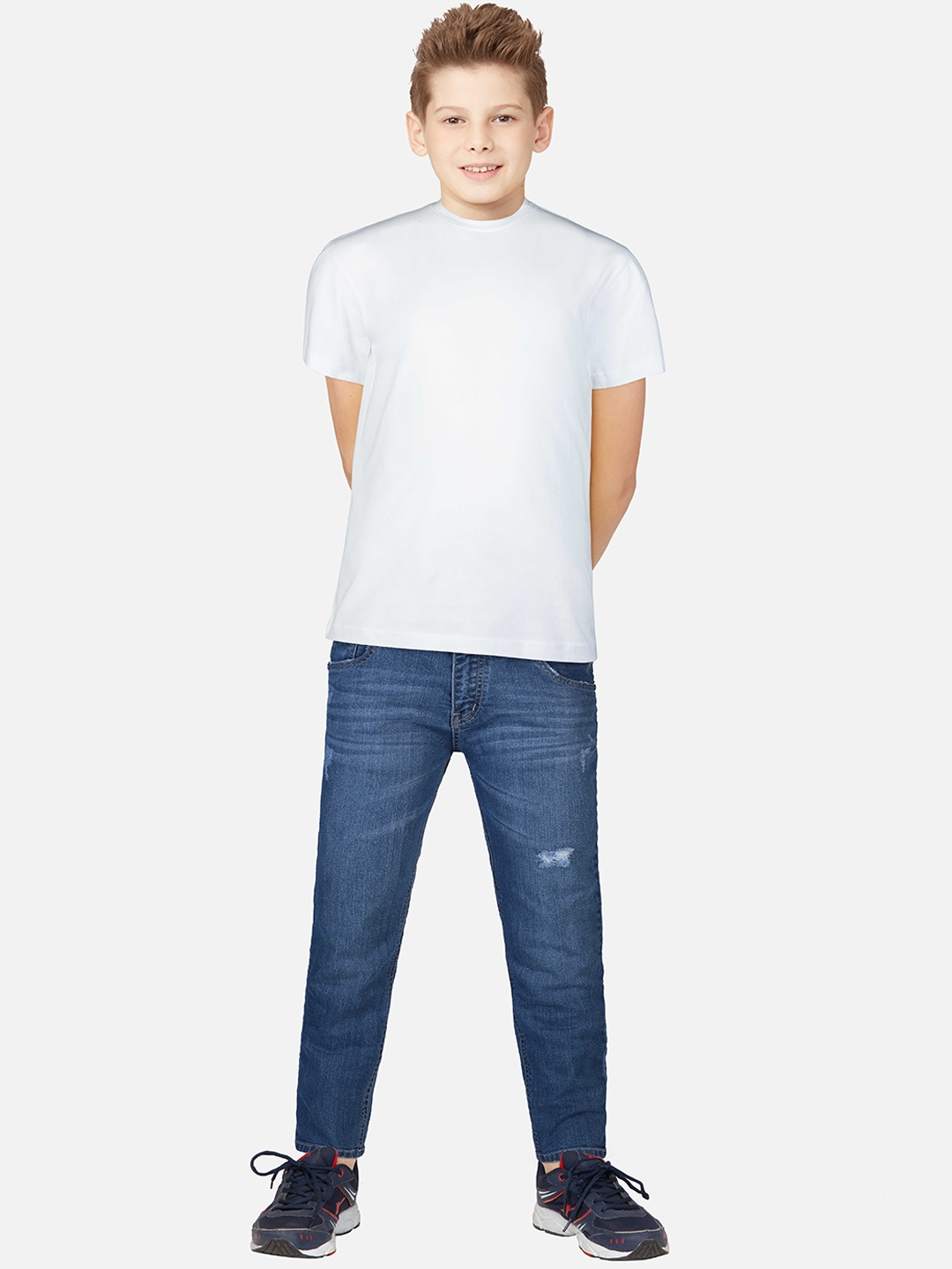 

Palm Tree Boys Regular Fit Low Distress Light Fade Jeans, Blue
