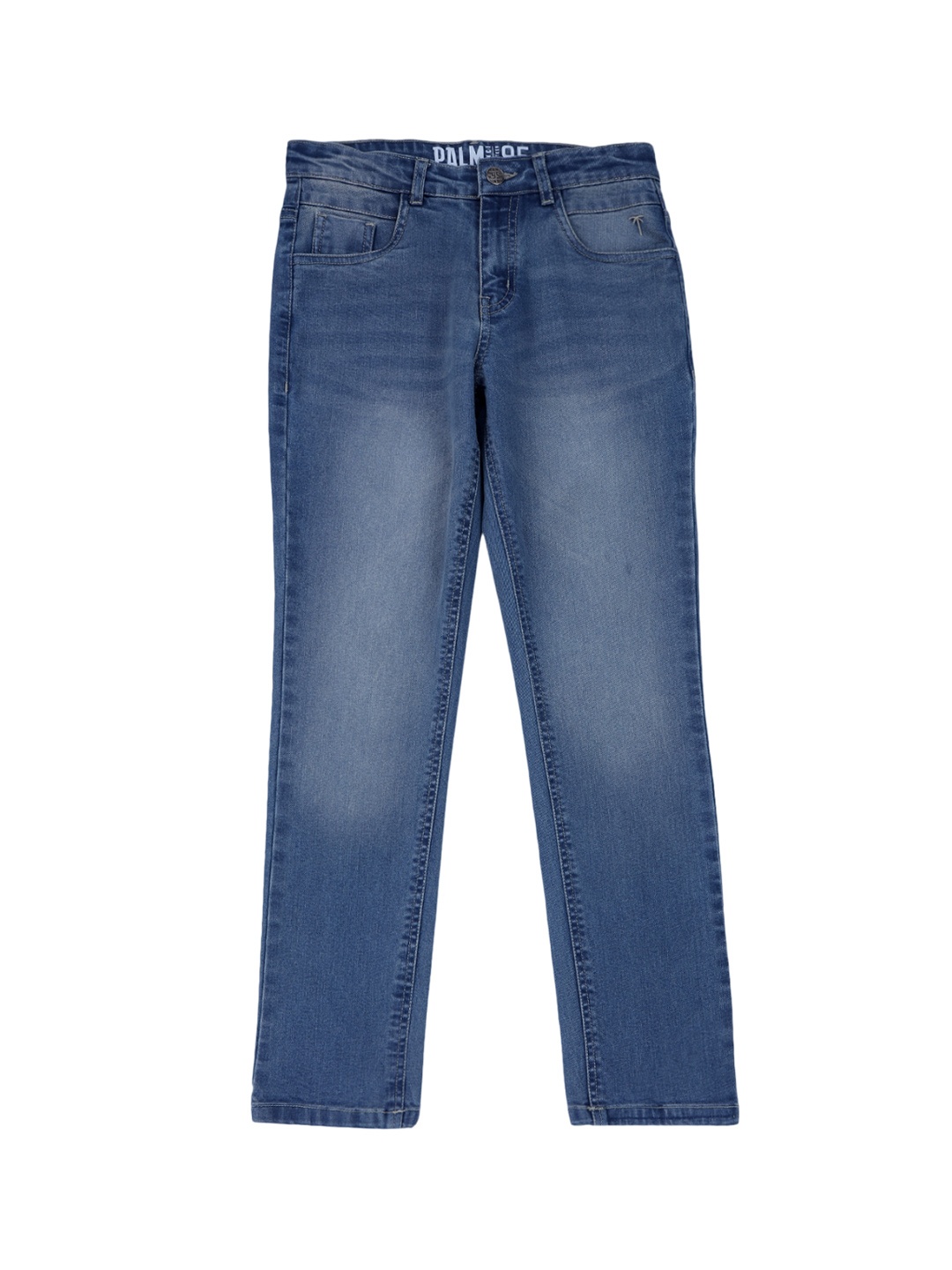 

Palm Tree Boys Regular Fit Mid-Rise Light Fade Jeans, Blue