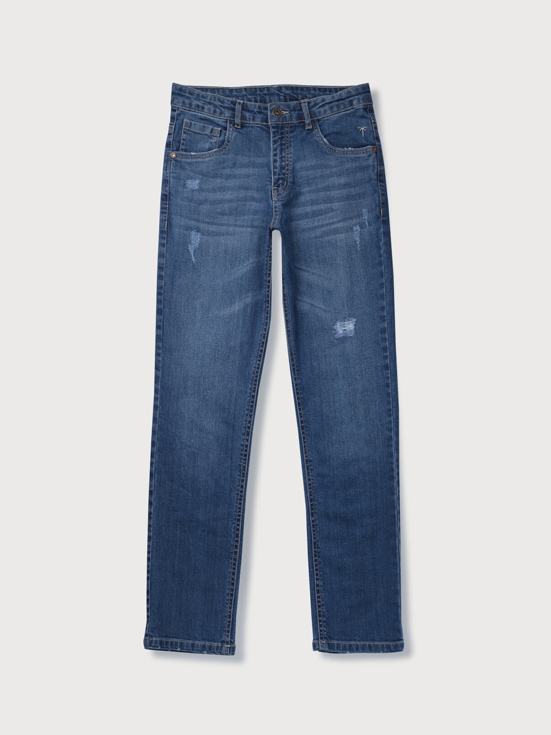 

Palm Tree Boys Regular Fit Low Distress Light Fade Jeans, Blue