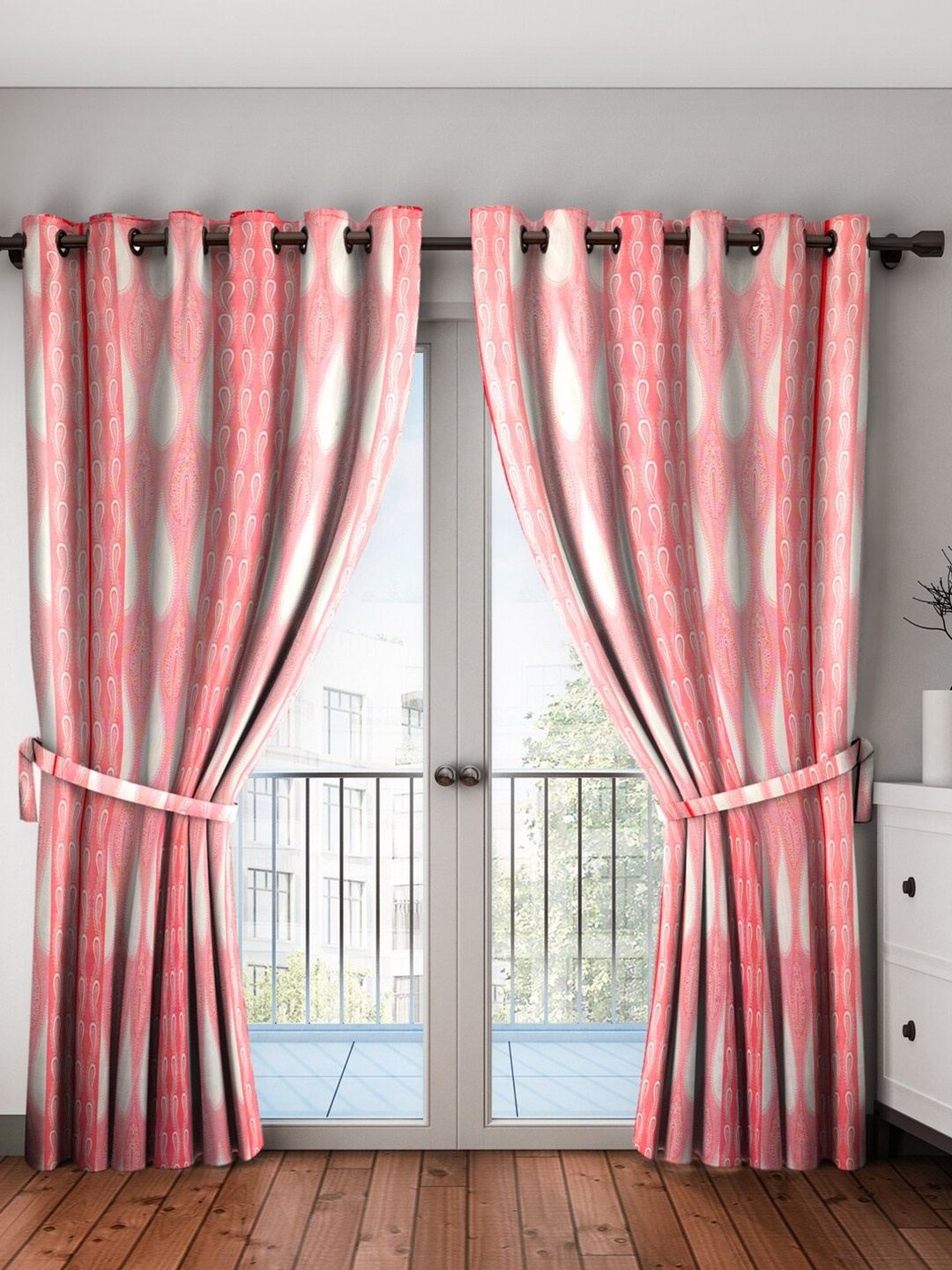 

Cortina Red & White 2 Pieces Ethnic Motifs Printed Window Curtains