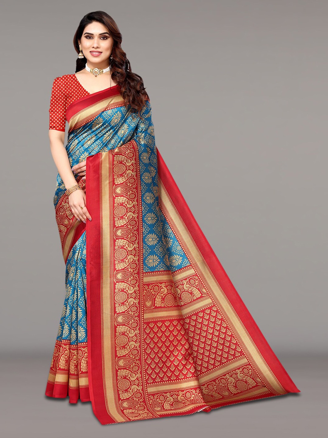 

KALINI Ethnic Motifs Printed Saree, Blue