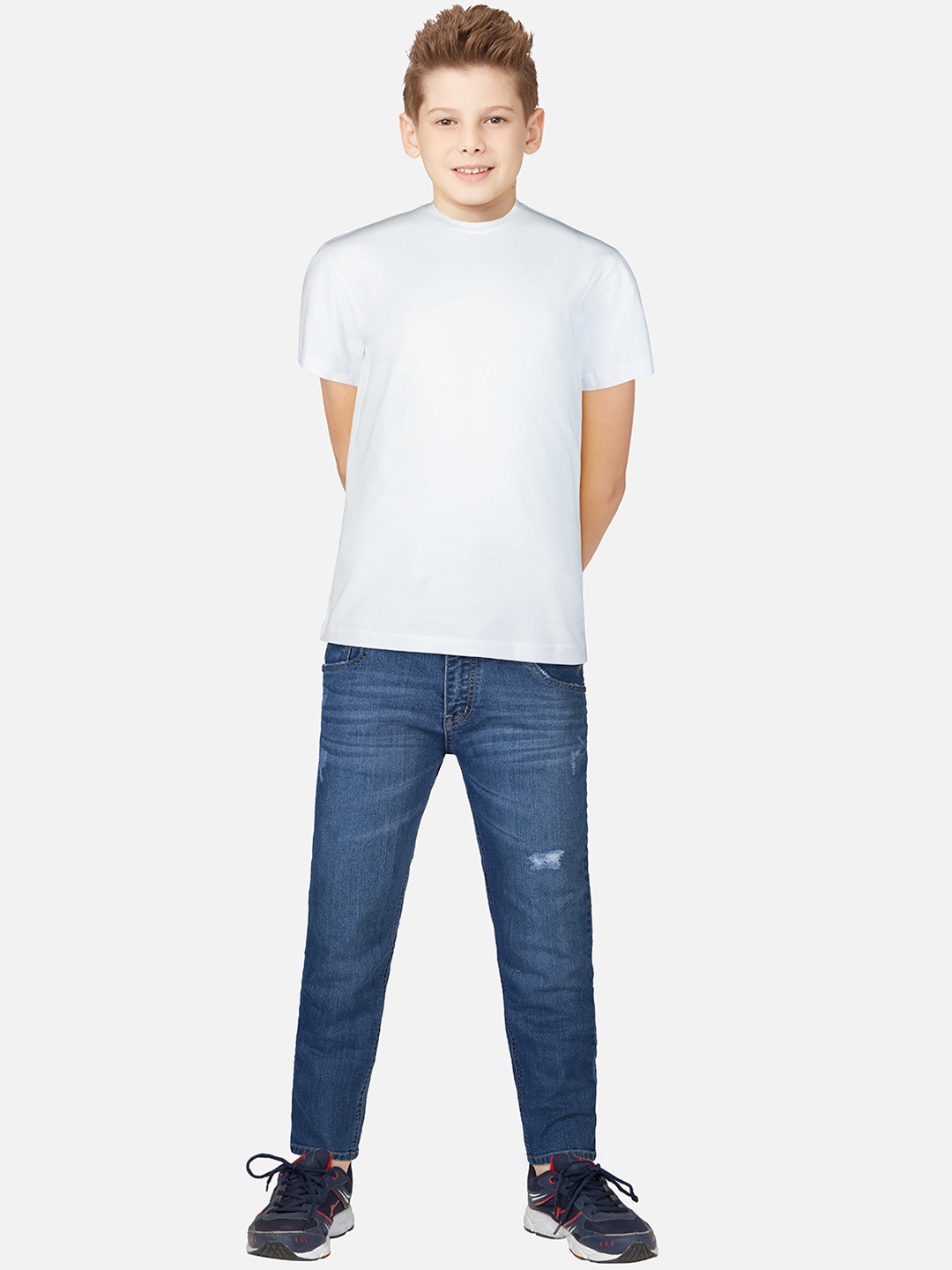 

Palm Tree Boys Regular Fit Low Distress Light Fade Jeans, Blue