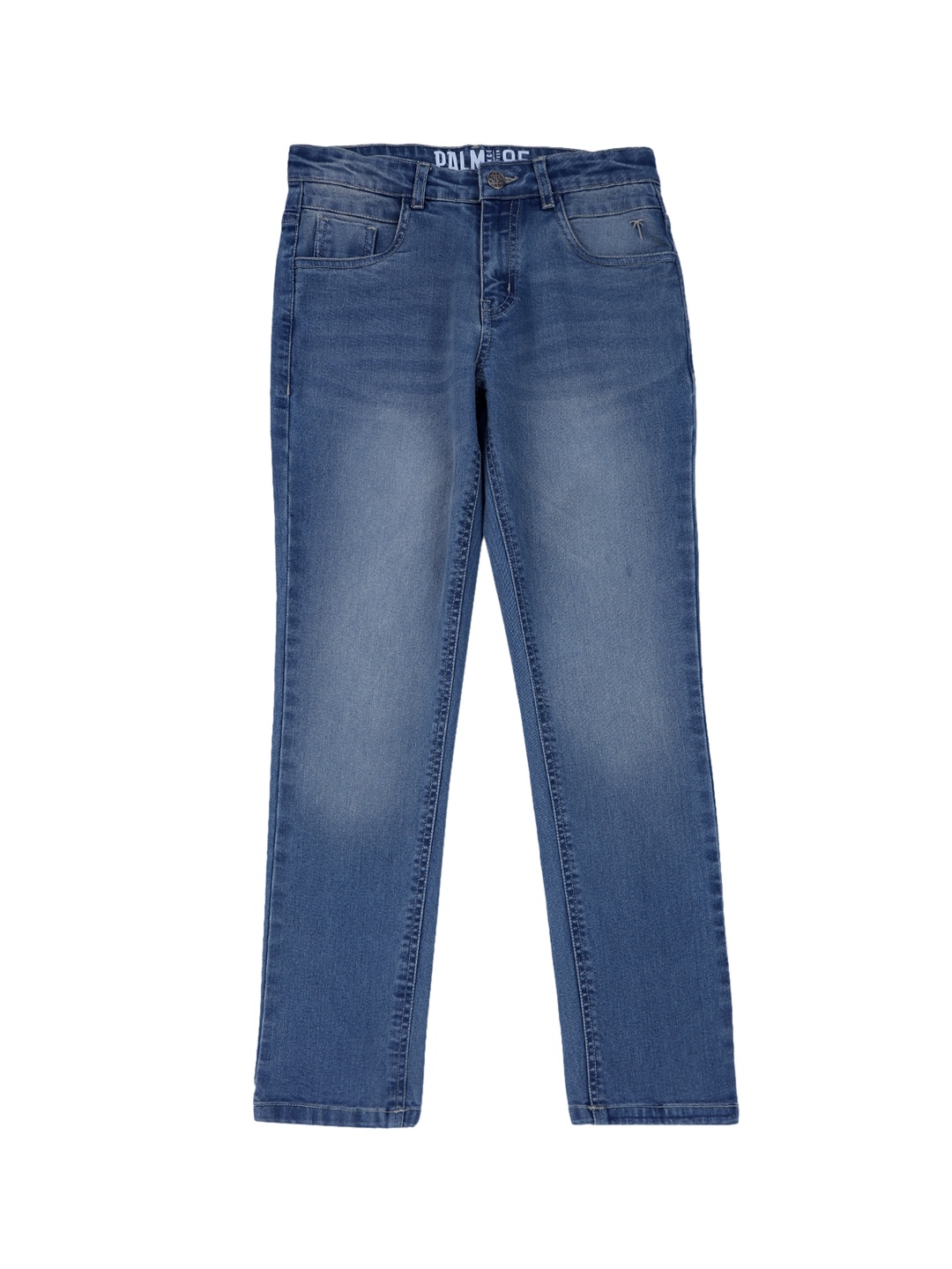 

Palm Tree Boys Regular Fit Mid-Rise Light Fade Jeans, Blue