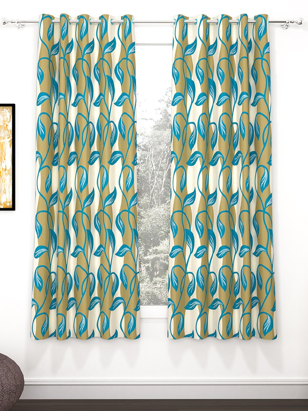 

Story@home Nature Blue & Green 2 Pieces Ethnic Motifs Printed Window Curtains