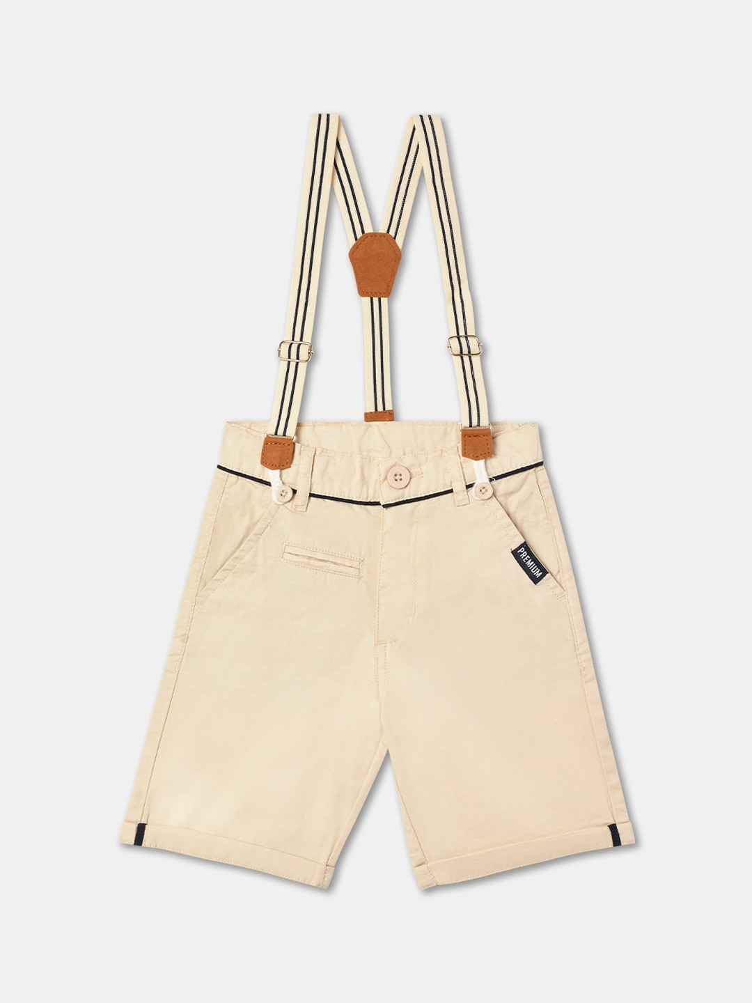 

R&B Boys Mid-rise Knee Length Cotton Shorts, Beige