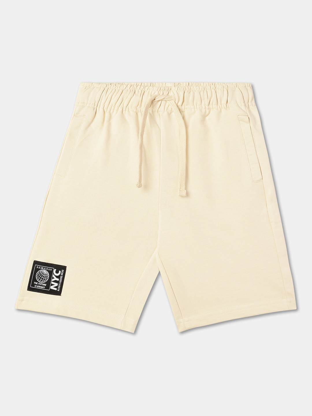 

R&B Boys Mid-Rise Above Knee Length Knitted Cotton Shorts, Beige