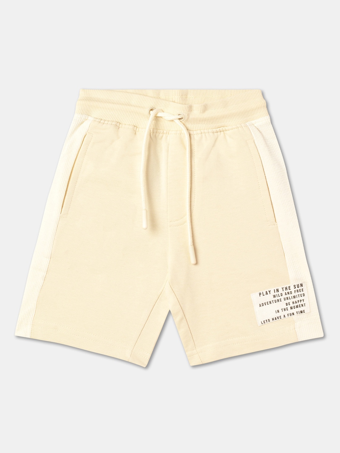 

R&B Boys Mid-Rise Above Knee Length Knitted Cotton Shorts, Beige