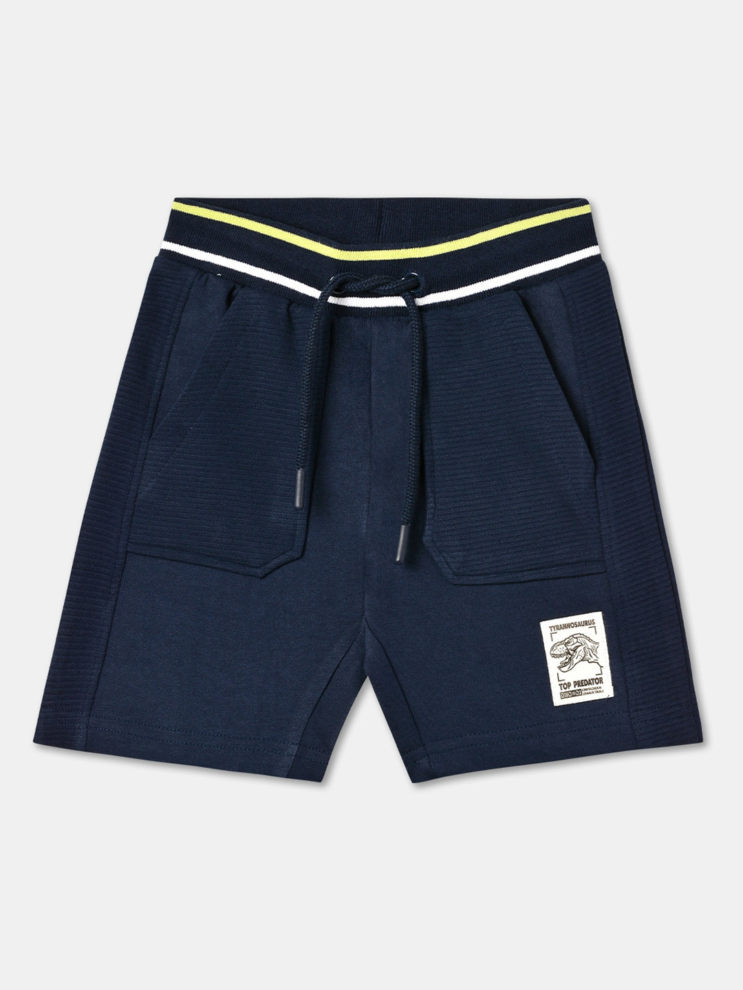 

R&B Boys Mid-Rise Above Knee Length Knitted Cotton Shorts, Navy blue