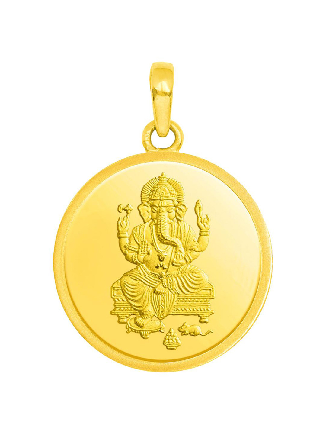 

CANDERE A KALYAN JEWELLERS COMPANY 24KT Gold Lord Ganesh Coin Pendant With Loop- 2.3 g
