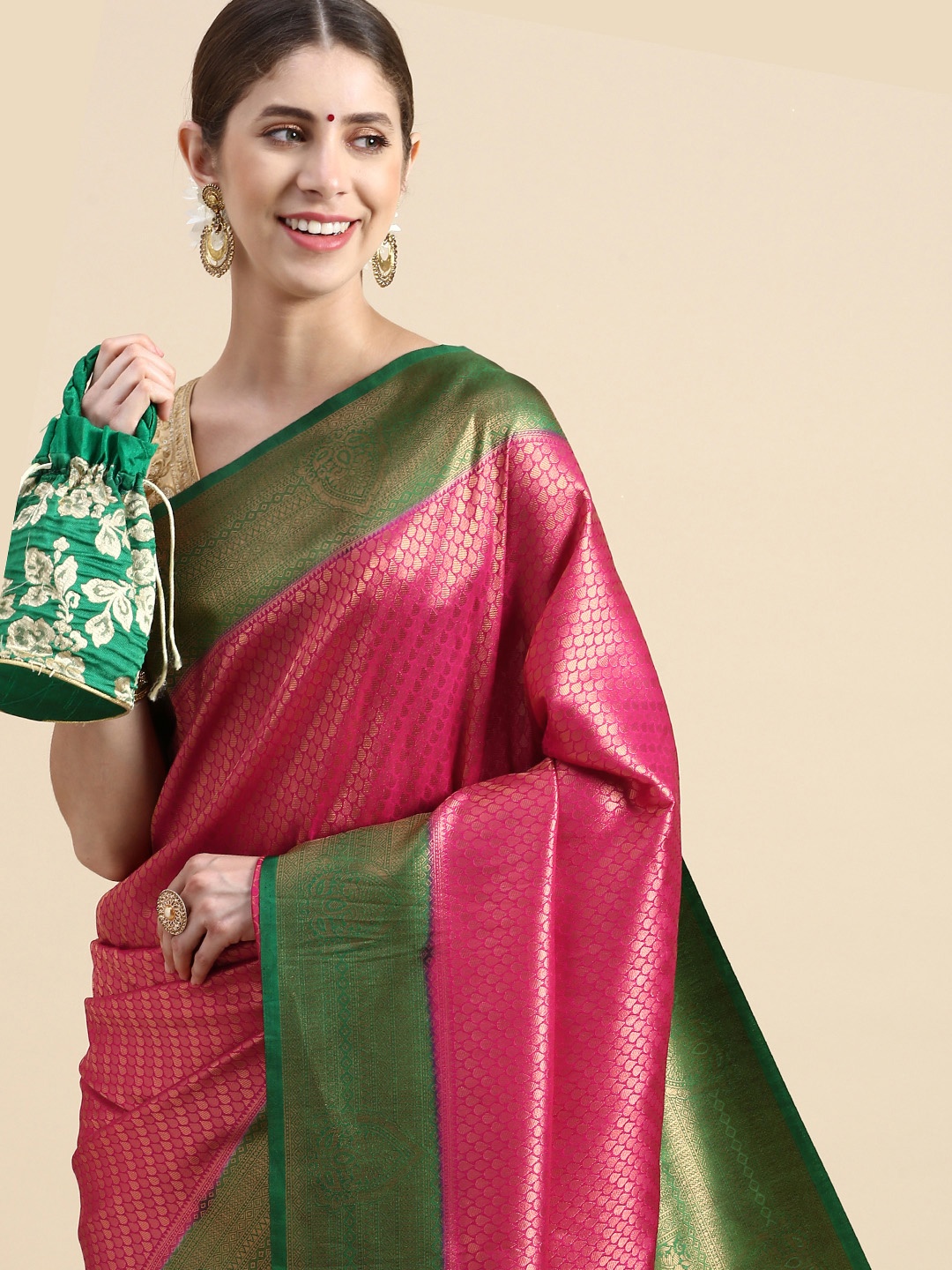

Pothys Magenta Woven Design Art Silk Banarasi Saree