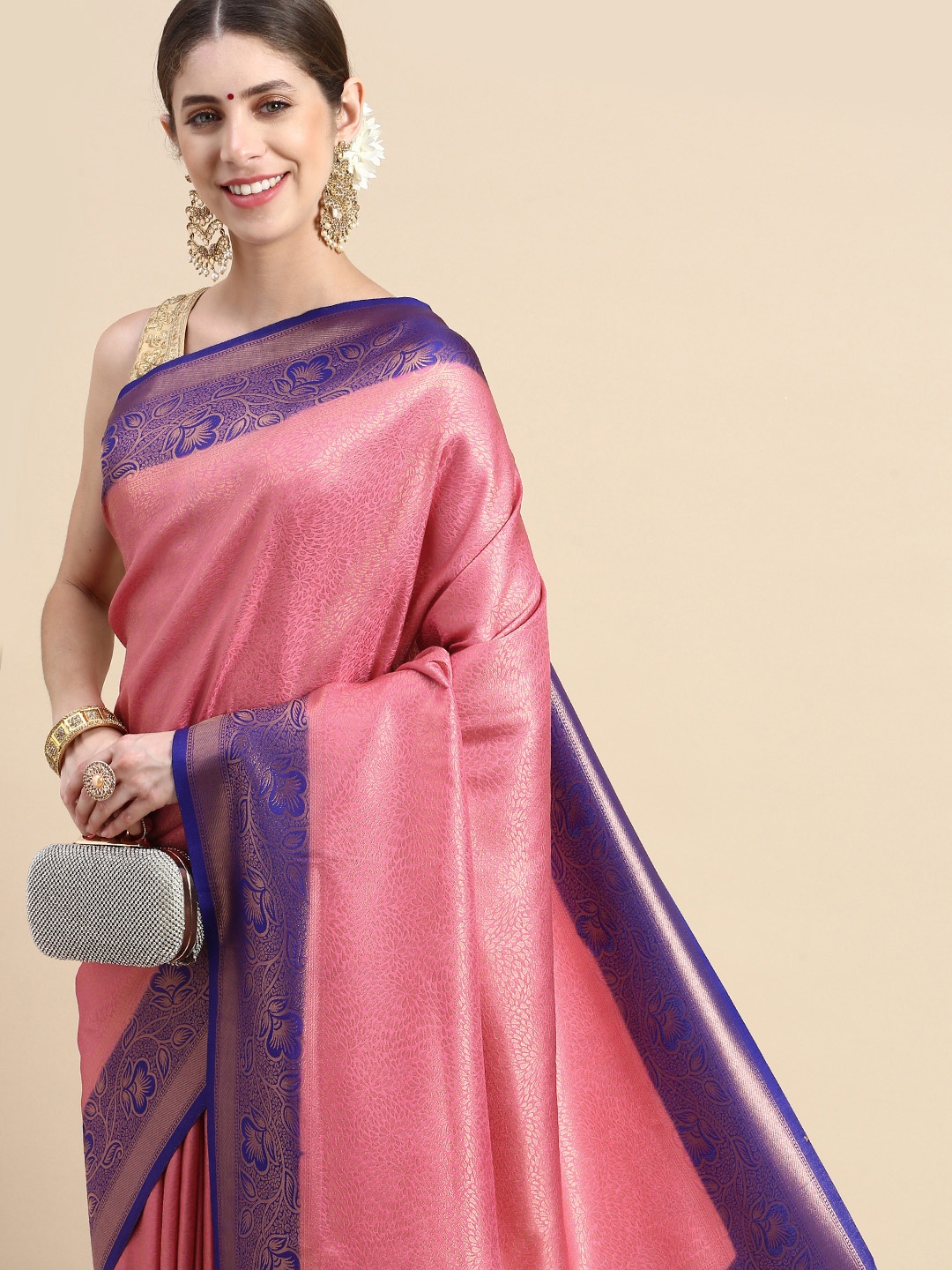 

Pothys Pink Woven Design Art Silk Banarasi Saree