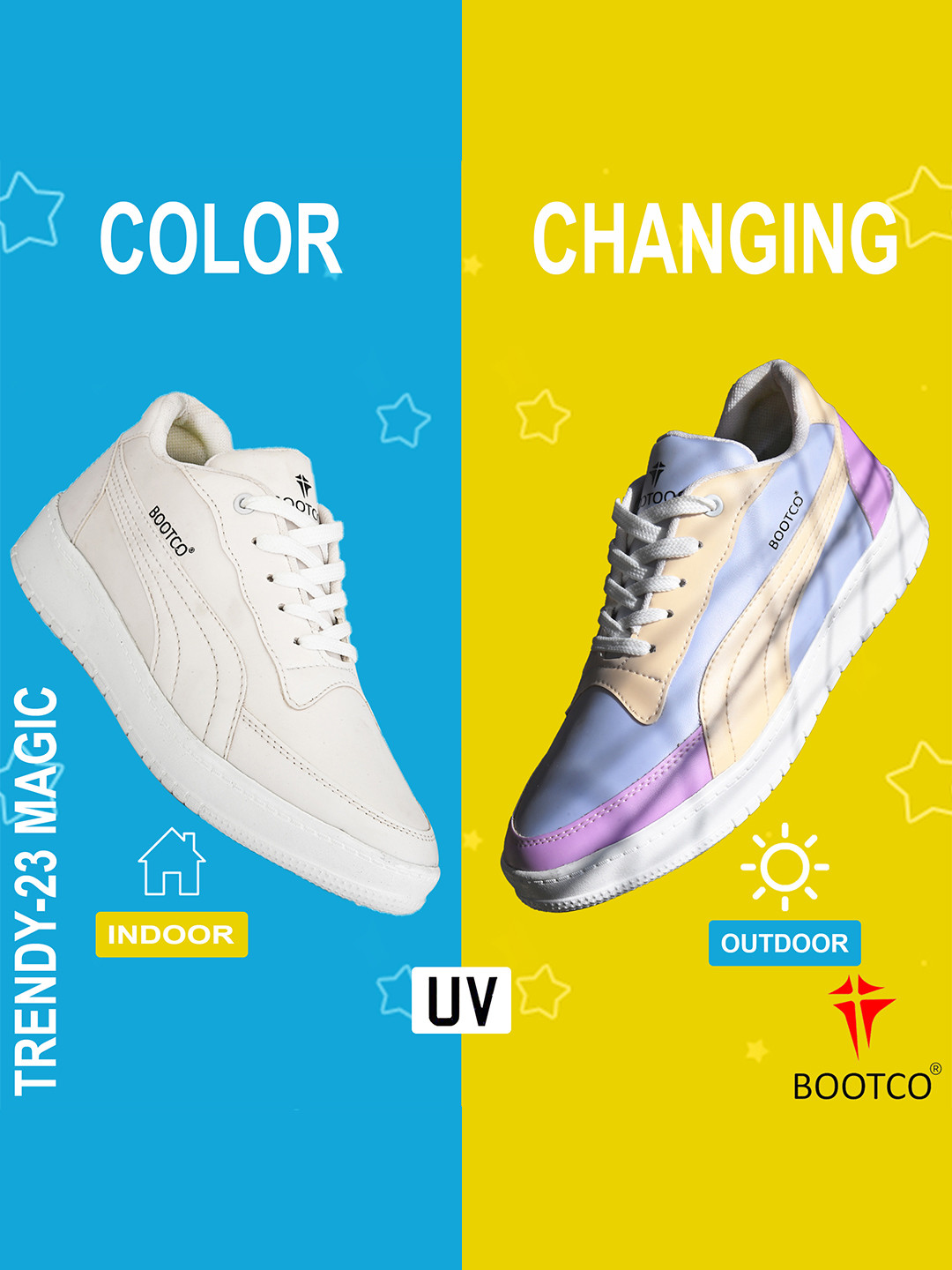 

BOOTCO Men Lace-Up Color Change Sneakers, White
