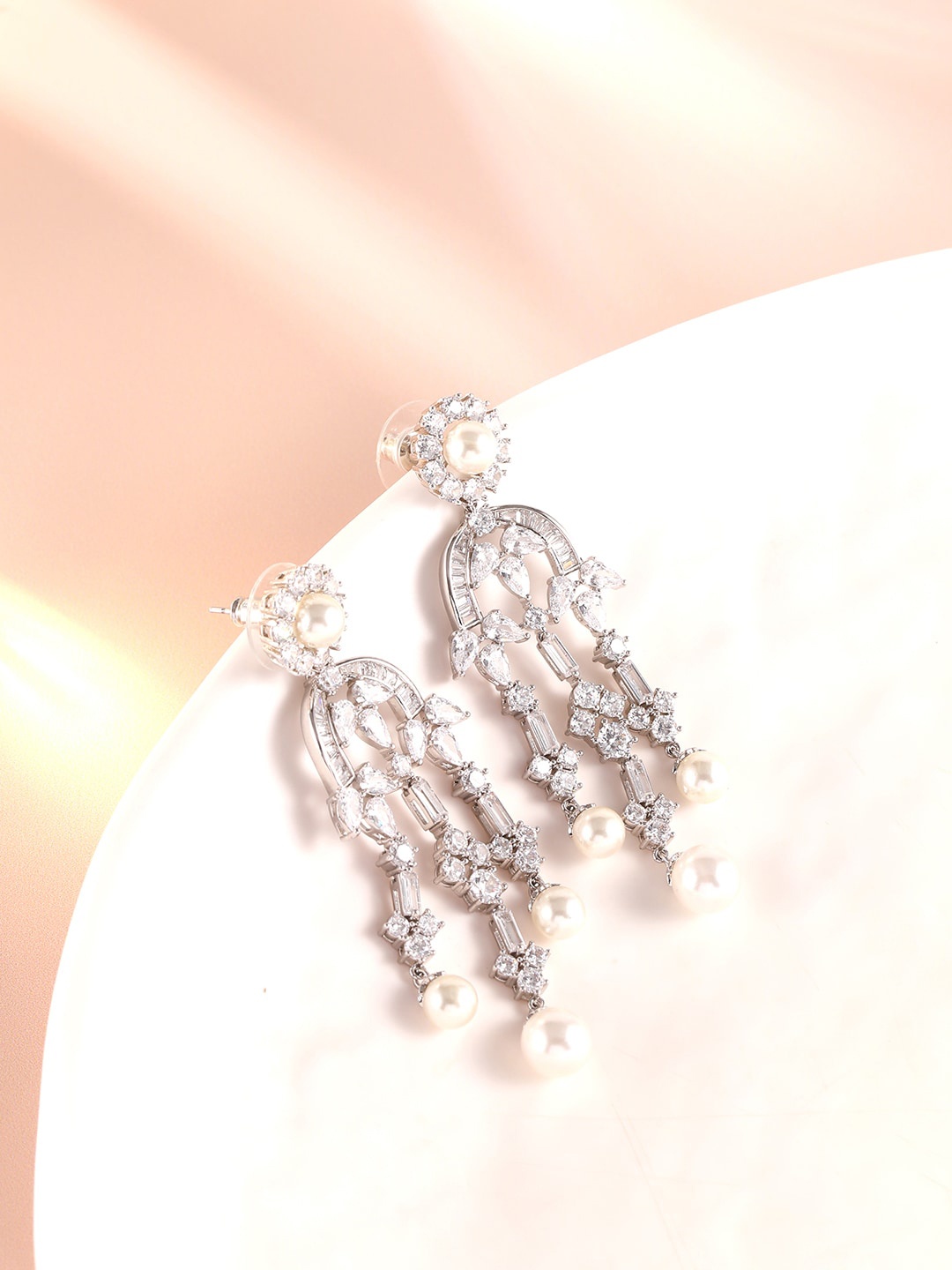 

XPNSV Silver-Plated Contemporary Drop Earrings