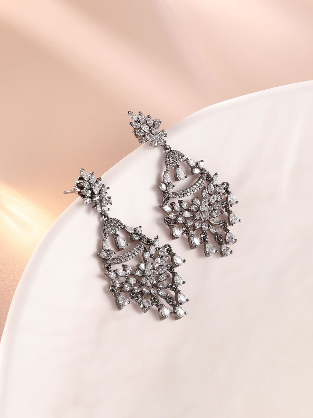 

XPNSV Silver-Plated Contemporary Drop Earrings