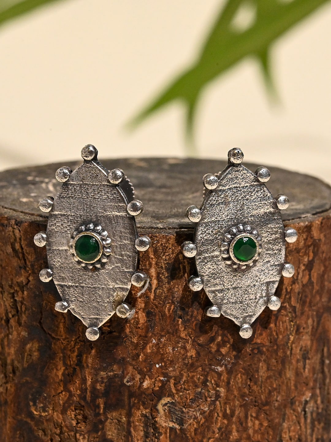 

XPNSV Oxidized Evil Eye Drop Earrings, Green