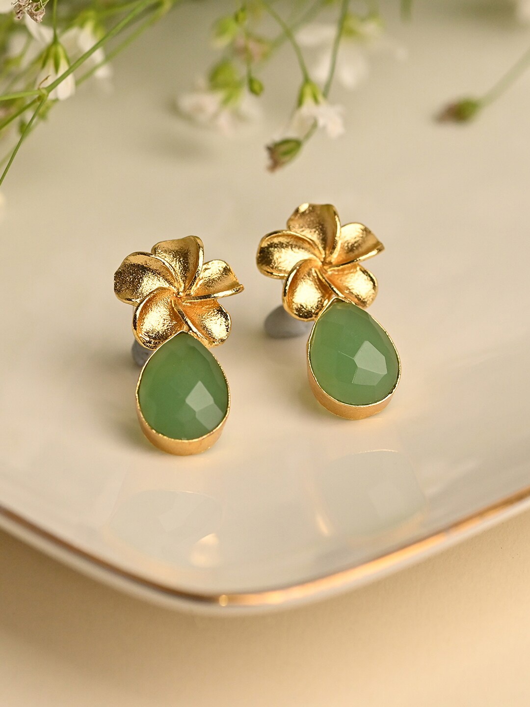 

XPNSV Gold Plated Floral Drop Earrings