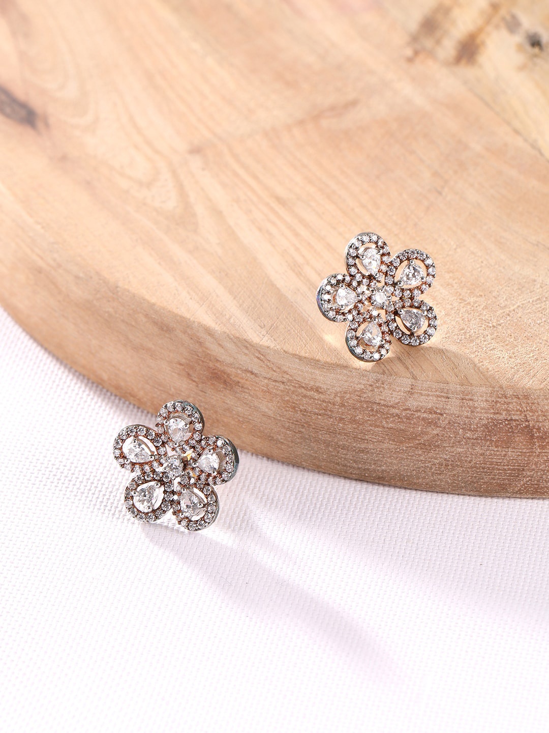 

XPNSV Gold-Plated Floral Stud Earrings, Silver