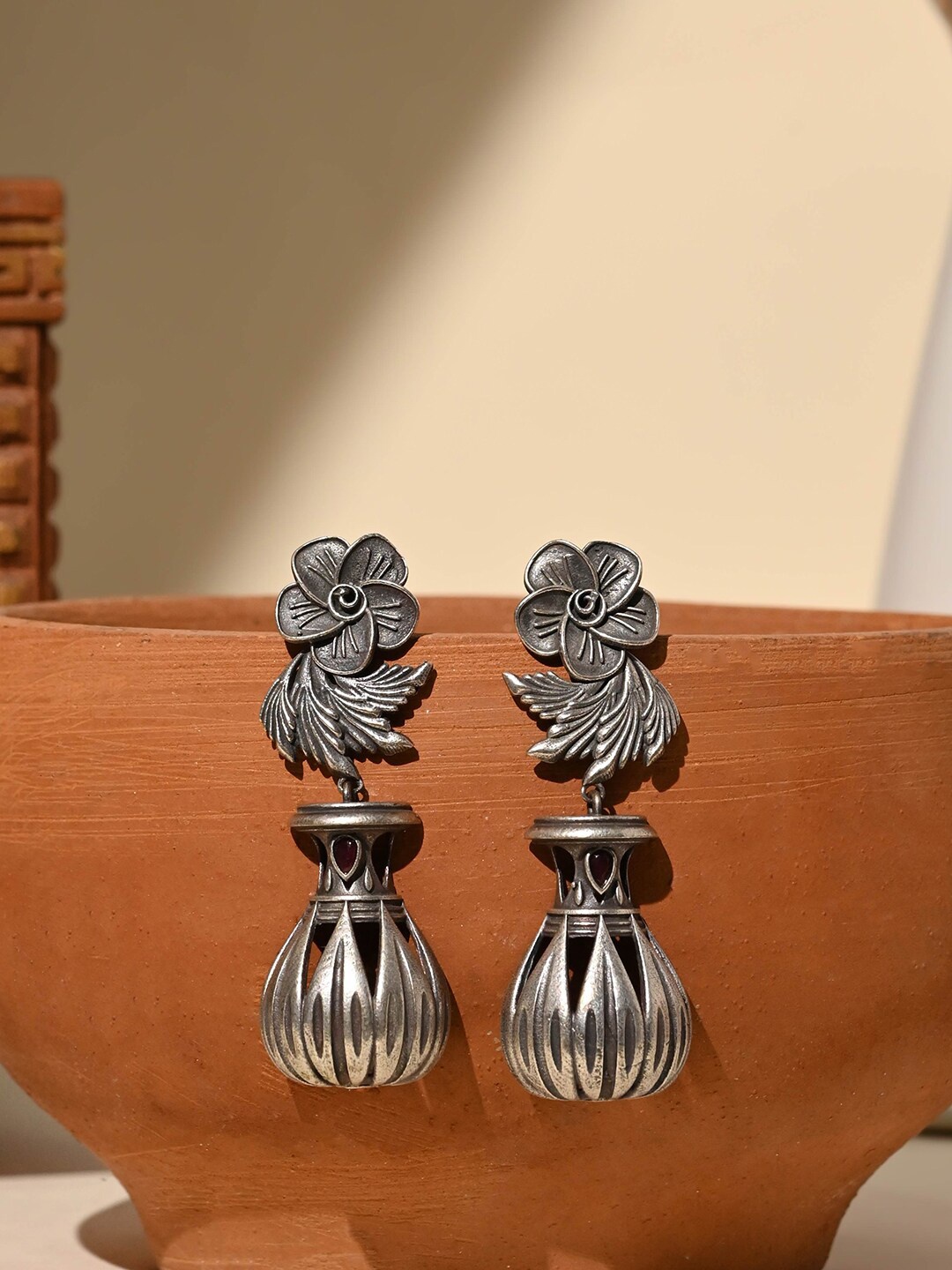 

XPNSV Brass-Plated Contemporary Drop Earrings, Silver