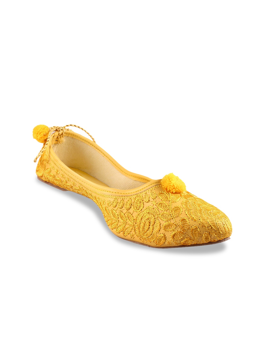 

Apratim Embroidered Round Toe Ballerinas, Yellow