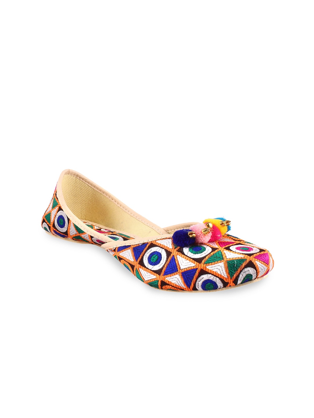 

Apratim Printed Embellished Mojaris, Orange