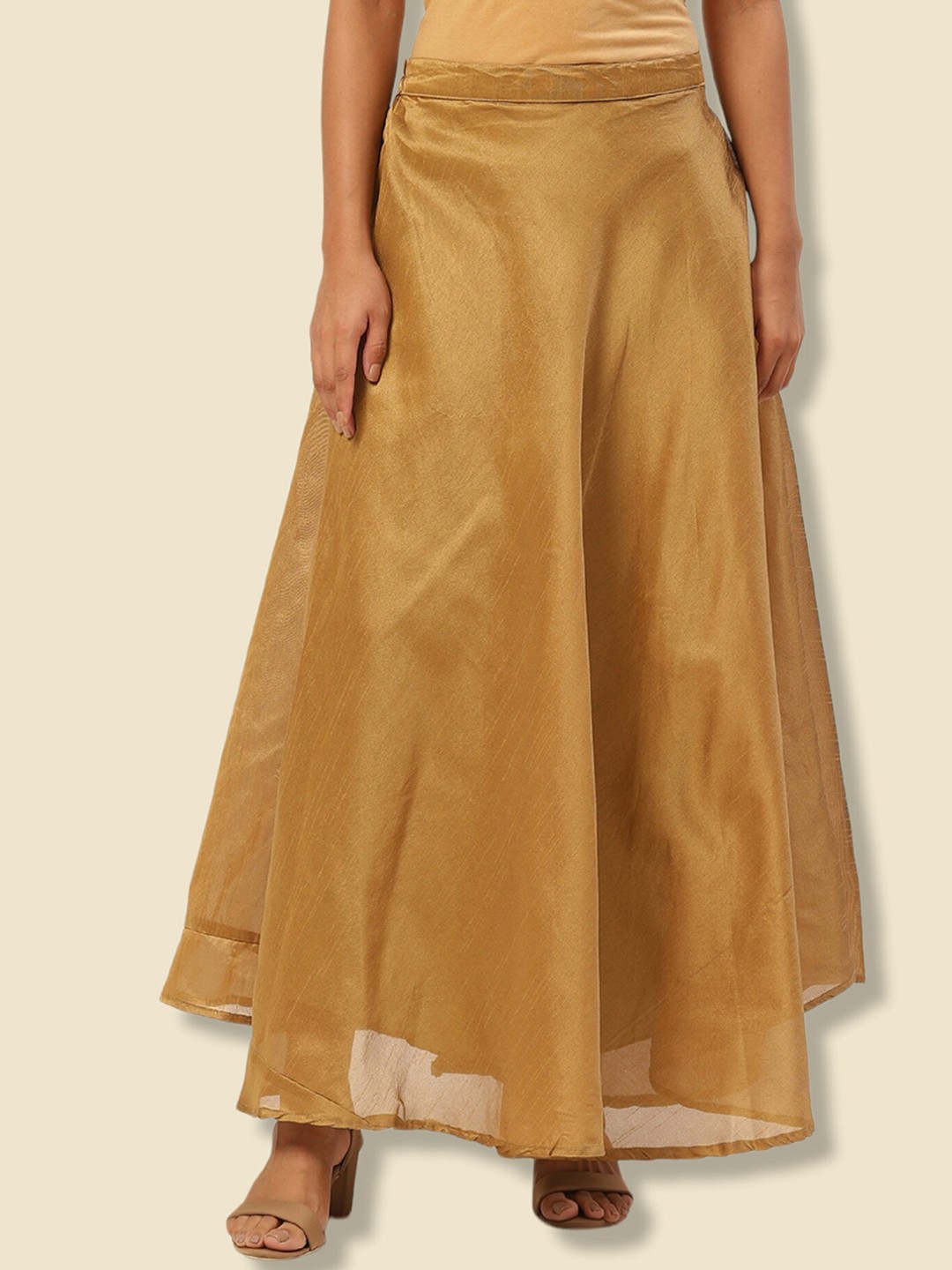 

Vastraa Fusion Maxi Chanderi Flared Skirts, Brown
