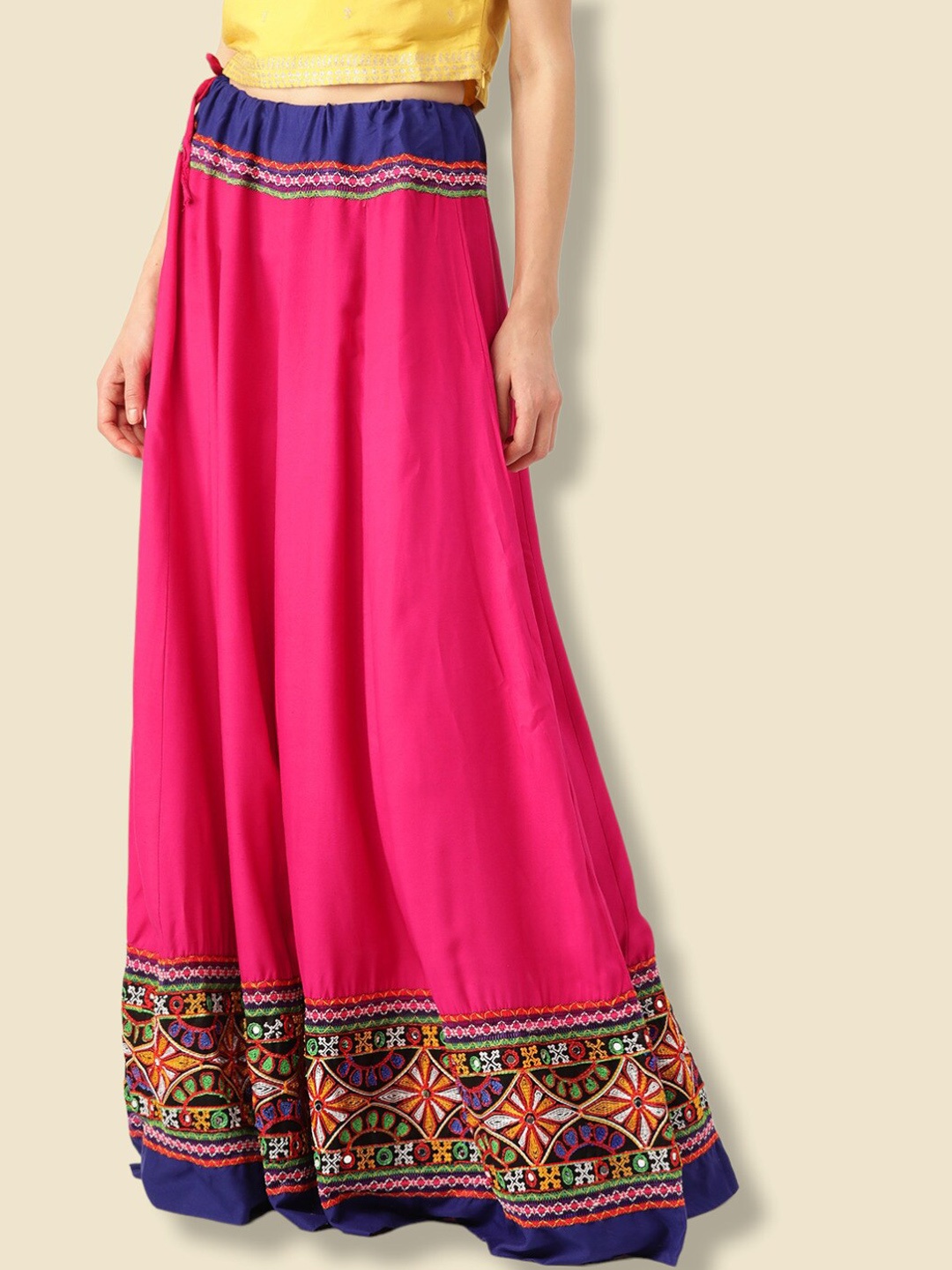 

Vastraa Fusion Embroidered Maxi Flared Skirts, Magenta