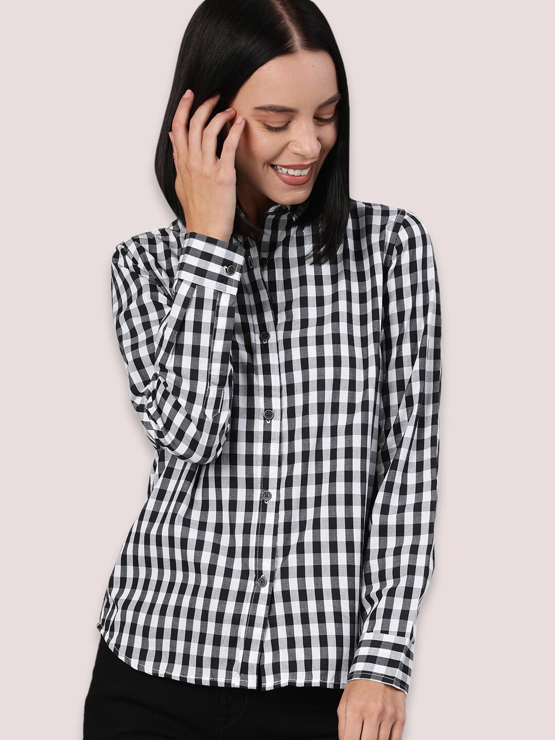 

Vastraa Fusion Comfort Gingham Checks Cotton Casual Shirt, White