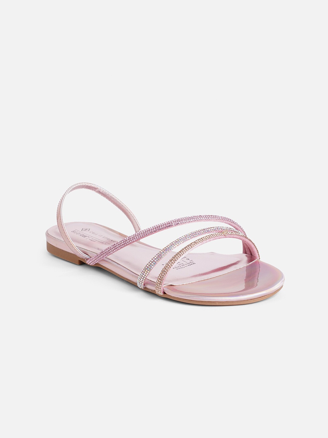 

Call It Spring Embellished Strappy Open Toe Flats, Pink