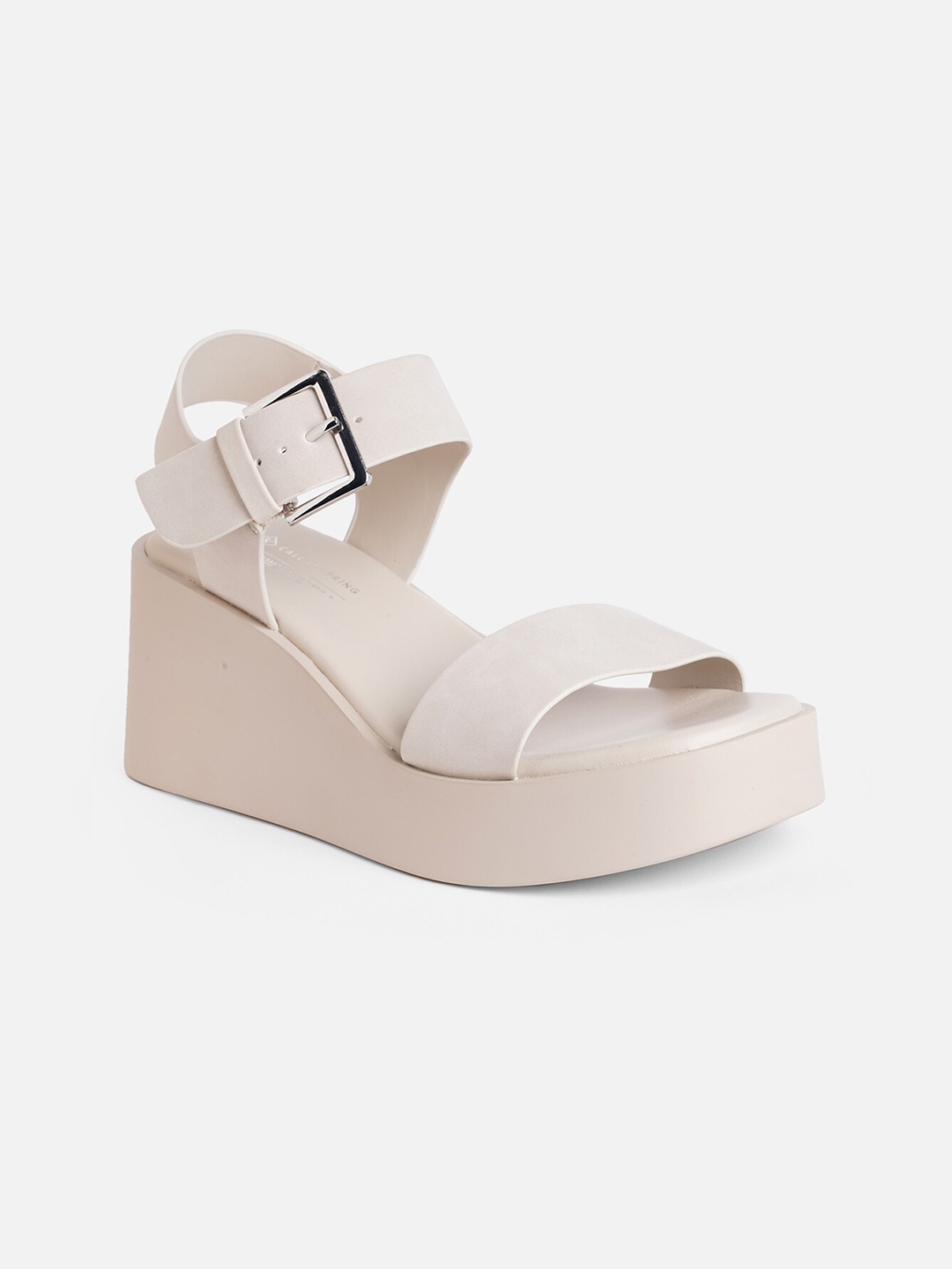 

Call It Spring Open Toe Wedge Heels, Off white