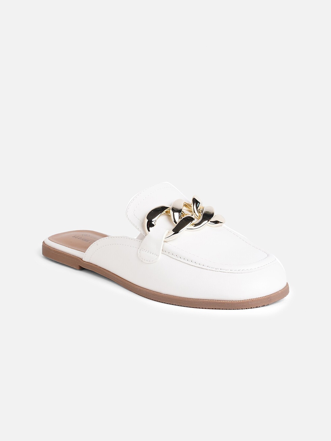 

Call It Spring Women Round Toe Embellished Mules, White