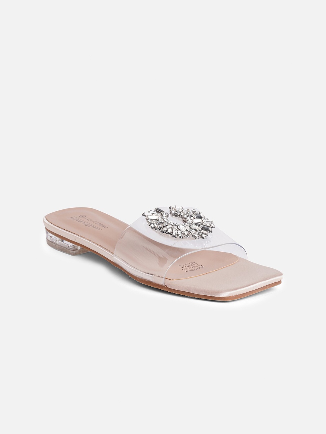 

Call It Spring Embellished Open Toe Flats, Transparent
