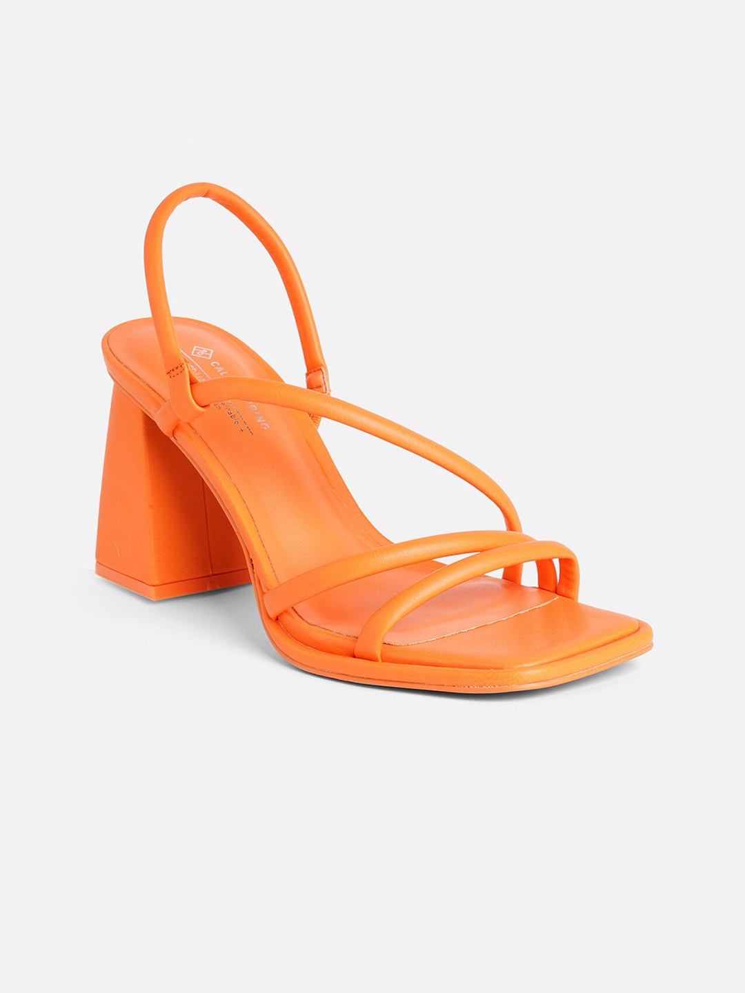 

Call It Spring Women Open Toe Strappy Block Heels & Backstarp, Orange