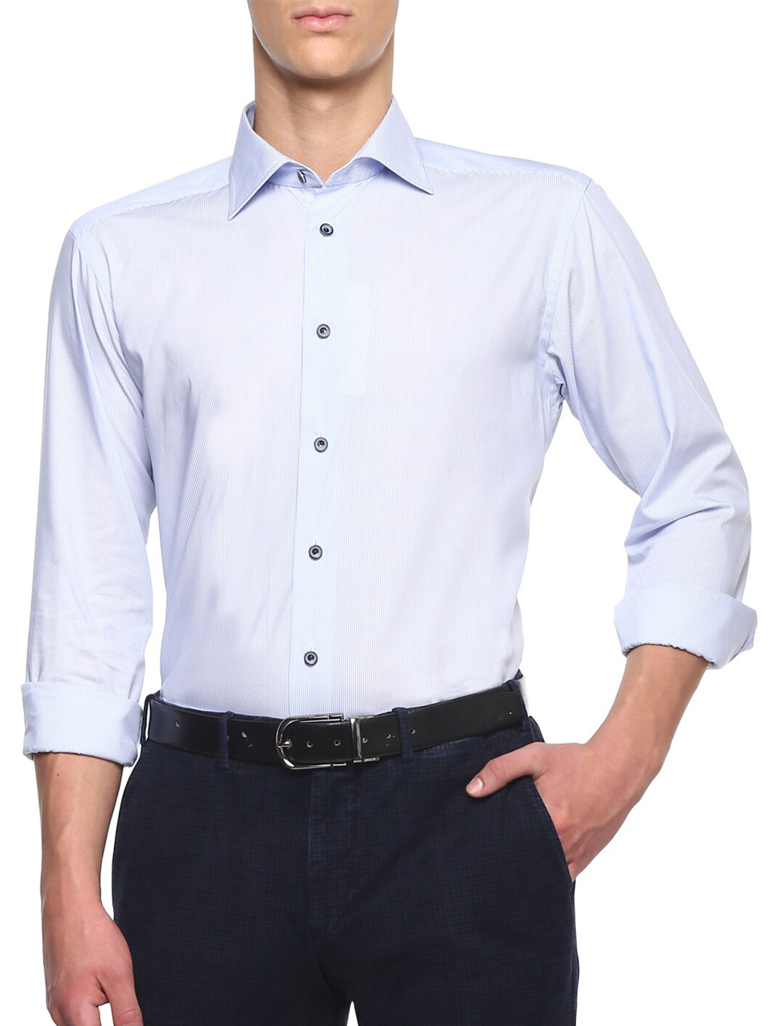 

Eton Vertical Stripes Cotton Formal Shirt, Blue