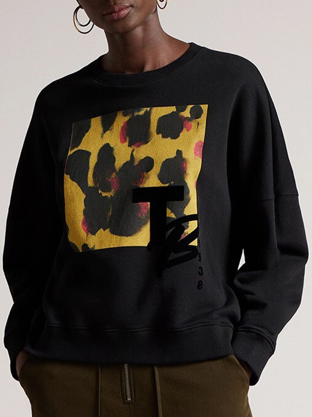 

Ted Baker Graphic Printed Cotton Sweatshirt, Black