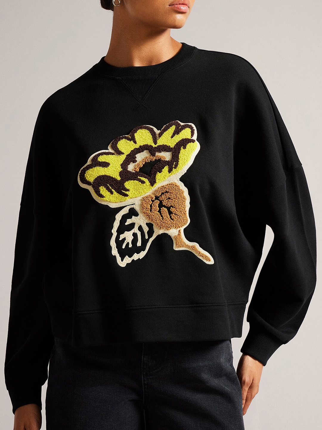 

Ted Baker Floral Printed Cotton Sweatshirt, Black