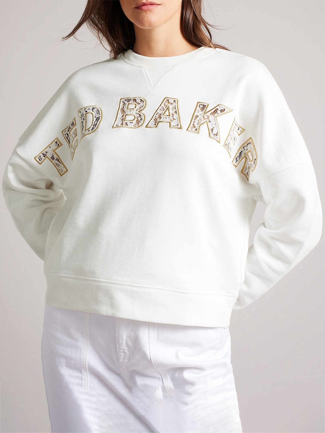 

Ted Baker Typography Printed Cotton Sweatshirt, White