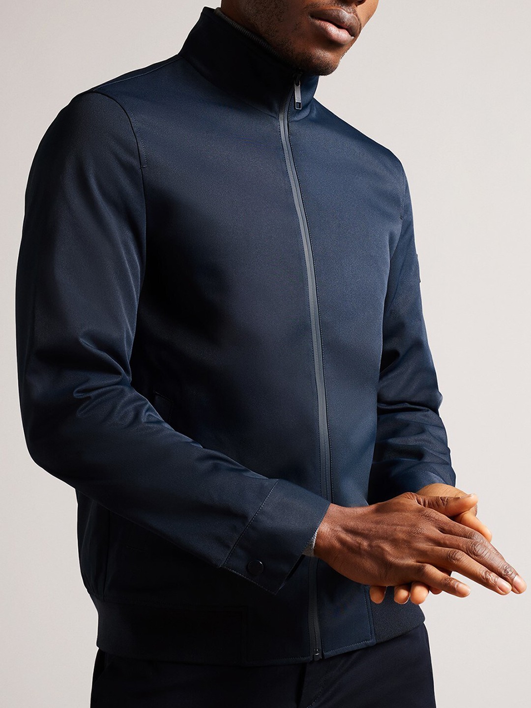 

Ted Baker Men Mandarin Collar Bomber Jacket, Navy blue